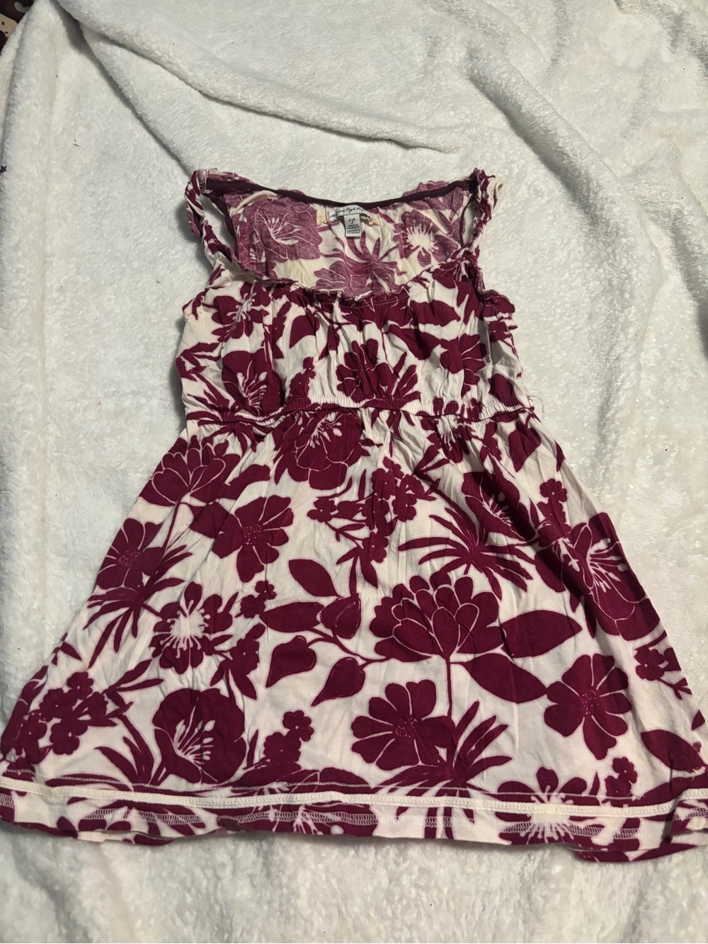 Floral Sleeveless Summer top - White & Burgundy